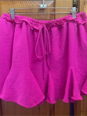 Women’s Bright Fuchsia Ruffle Skort with Tie Waist
